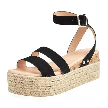 WANYNG Sandals For Women Wedge Ankle Strap Open Toe Sandals Platform Sandals Casual Roman Shoes Flat | Walmart (US)