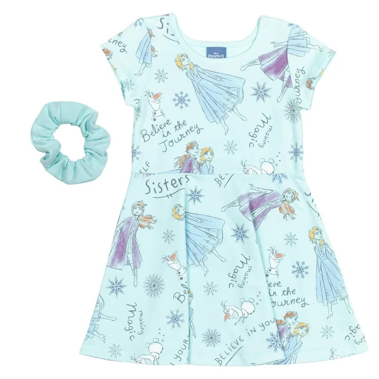 Disney Frozen Elsa Princess Anna Olaf Little Girls Skater Dress Toddler to Big Kid | Walmart (US)