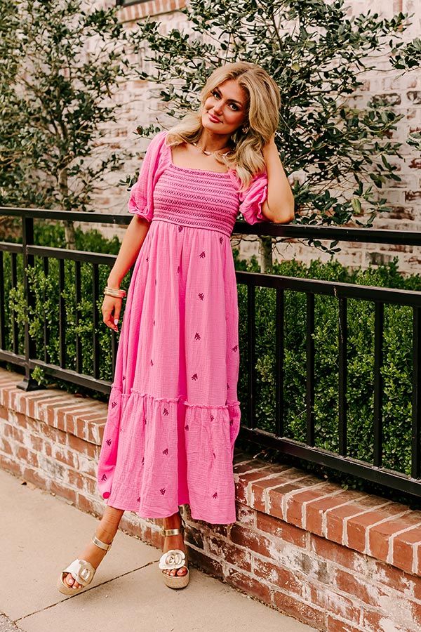 Farmers Market Stroll Smocked Maxi in Pink | Impressions Online Boutique