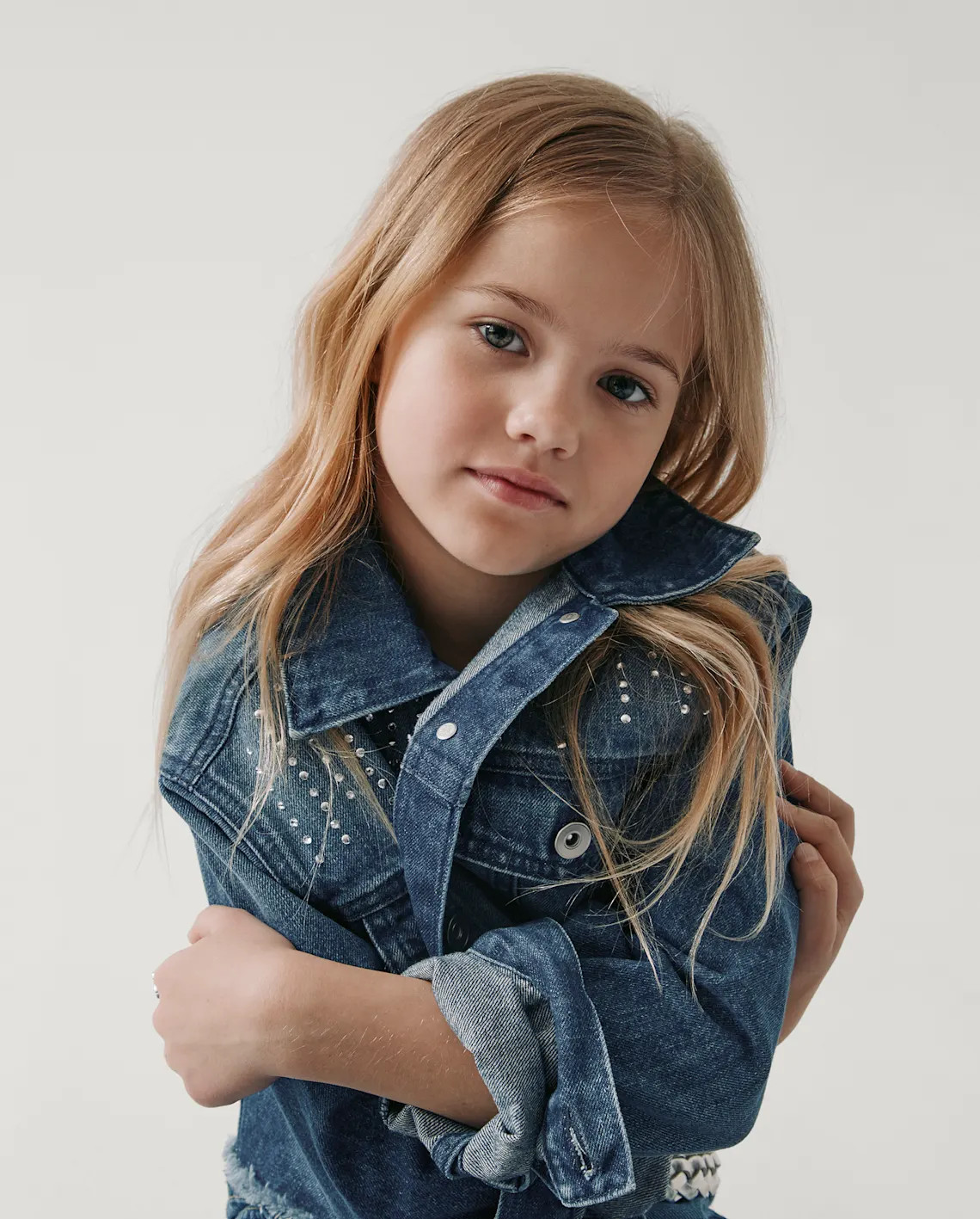 Girls Rhinestone Studded Denim Jacket - blue | The Children's Place