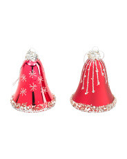 Set Of 2 Frosted Bell Bauble Ornaments | Metal | Marshalls