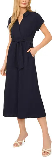 Tie Belt Textured Midi Dress | Nordstrom