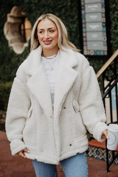 White Sherpa Teddy Jacket | Katydid