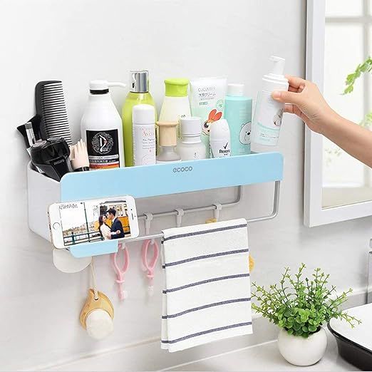 Bathroom Shower Organization, Bathroom Wall Organizer Adhesive Shampoo Storage, Shower Caddy Wall... | Amazon (US)