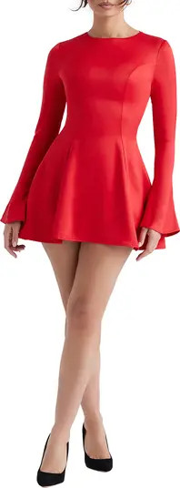 Sacha Bell Sleeve Satin Skater Dress | Nordstrom