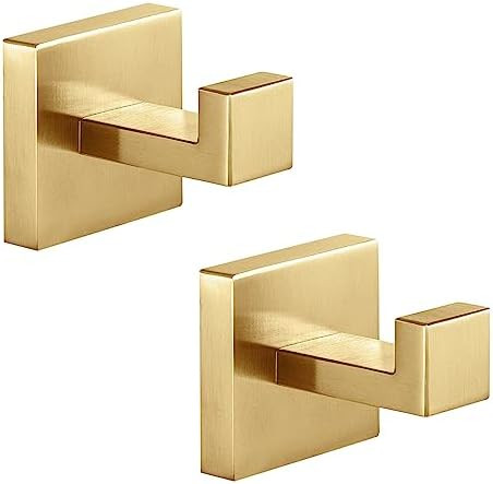 Heavy Duty Stainless Steel Towel Hooks, Wall Mounted Square Robe Hooks for Bathroom, Kitchen, Bed... | Amazon (US)