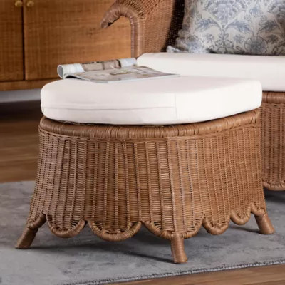 bali & pari Detta Natural Rattan Footstool with Cushion | Belk