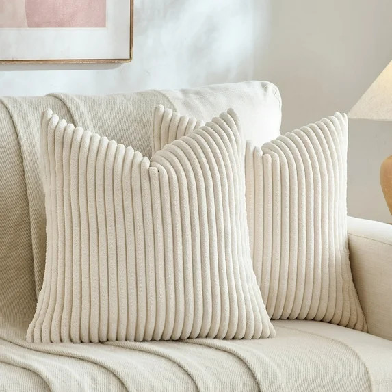 Fancy Homi 2 Pcs Cream Boho Neutral Decorative Throw Pillow Covers 20x20 Inch for Couch Bed Sofa,... | Walmart (US)