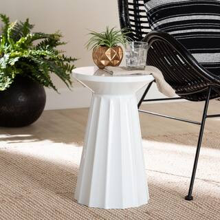 Ulmer 11.8 in. White Round Metal End Table | The Home Depot