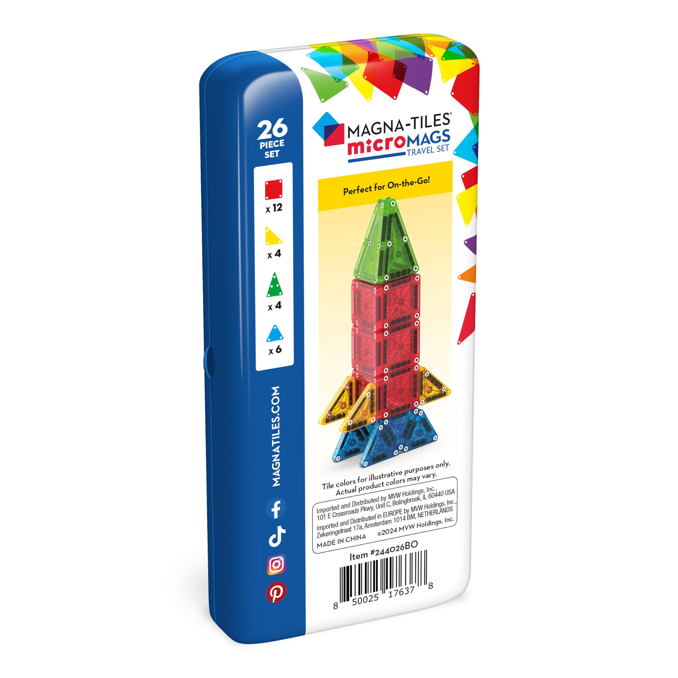 Magna-Tiles microMAGS 26-Piece Travel Magnetic Construction Set – Bold Colors, The Original Mag... | Amazon (US)