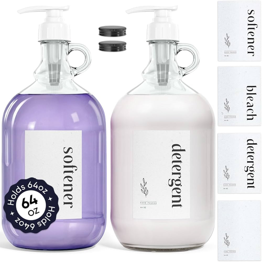 Botella dispensadora de vidrio con etiquetas (paquete de 2) – Tarros de medio galón de 64 onza... | Amazon (US)