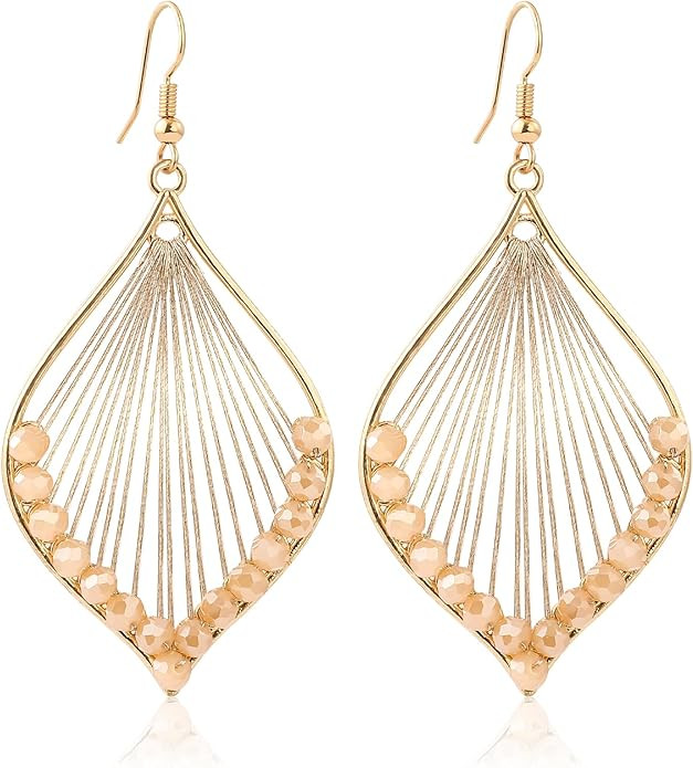 Silver/Gold Boho Dangle Statement Earrings for Women Trendy,Handmade Vintage Dainty Cute Long Dro... | Amazon (US)