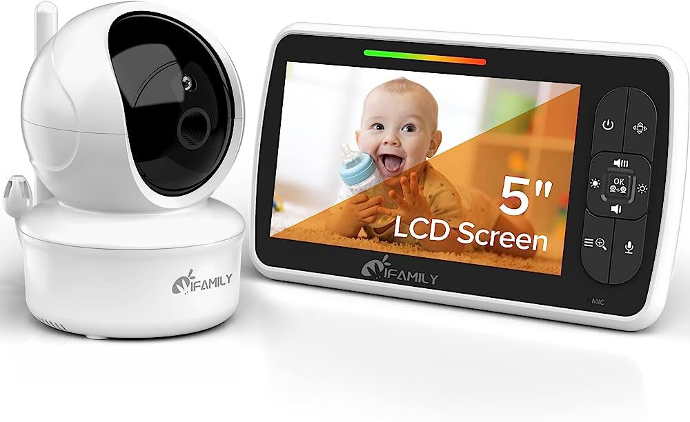Baby Monitor – 5” Large Display Video Baby Monitor with Remote Pan-Tilt-Zoom |Infrared Night ... | Amazon (US)