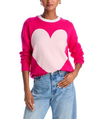 AQUA AQUA Crewneck Heart Graphic Sweater - Exclusive   | Bloomingdale's Women | Bloomingdale's (US)