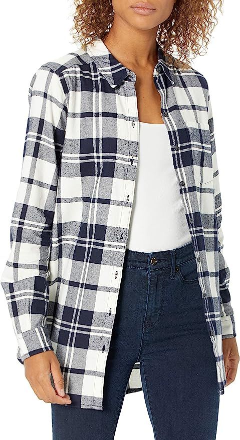 Amazon Brand - Goodthreads Women's 100% Cotton Brushed Flannel Relaxed Boyfriend Tunic | Amazon (US)