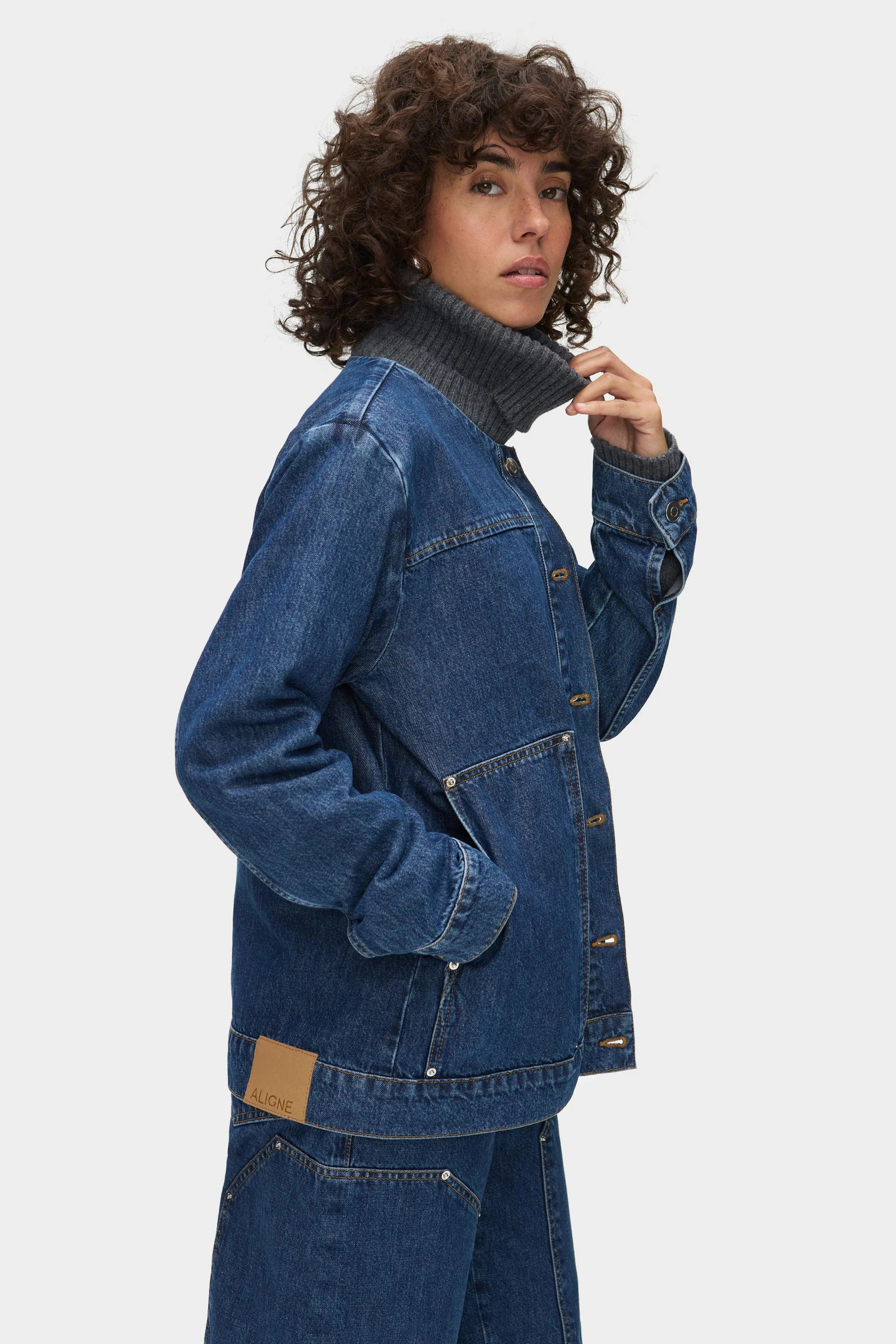 ALIGNE Utility Denim Jacket - Dark Blue | Bahareh | Aligne UK