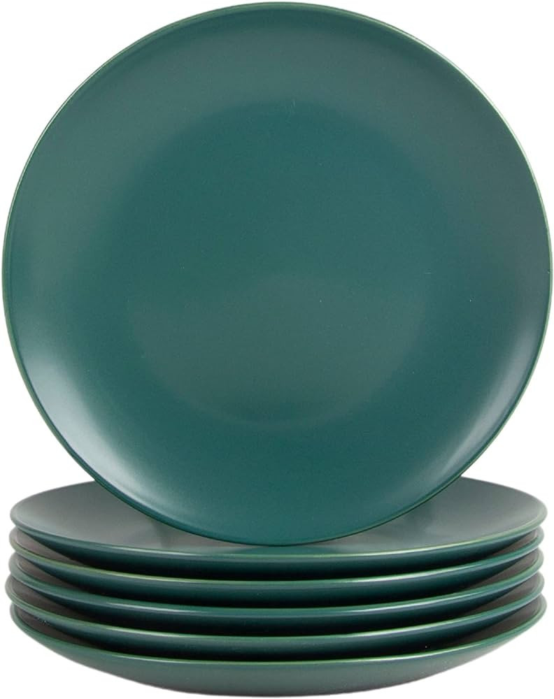 10 Strawberry Street Wazee Matte 8.25" Coupe Salad Plate, Set of 6, Emerald Green | Amazon (US)