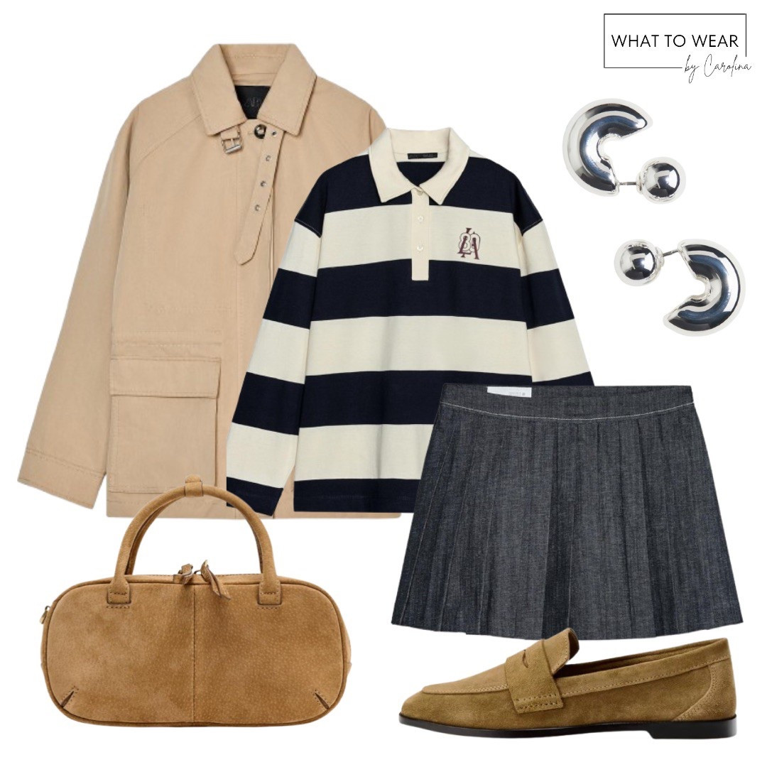 Casual spring outfit with rugby polo shirt 
#springoutfit #poloshirt #trenchcoat

#LTKFindsUnder50 #LTKStyleTip #LTKFindsUnder100