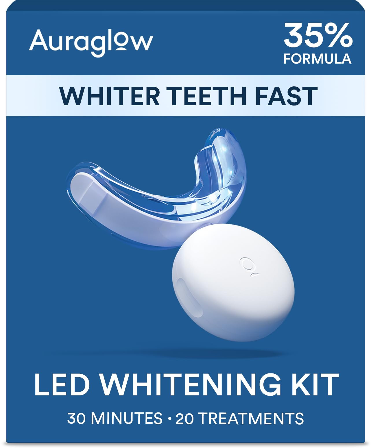 Auraglow Teeth Whitening Kit, LED Accelerator Light, 35% Carbamide Peroxide Teeth Whitening Gel, ... | Amazon (US)