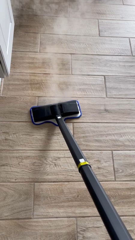 Steam cleaning my textured tile floors - love this steam cleaner. It also has a continuous use button so you don’t have to hold the trigger down the whole time! Great for cleaning grout, tile, bathrooms, kitchens, walls, and more. 💕🙌 steam cleaner, cleaning tools, amazon home. 

#LTKhome #LTKsalealert #LTKfamily