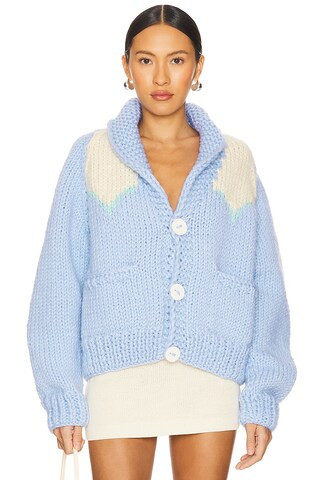 GOGO Sweaters Yoke Cardi in Blue Bird from Revolve.com | Revolve Clothing (Global)