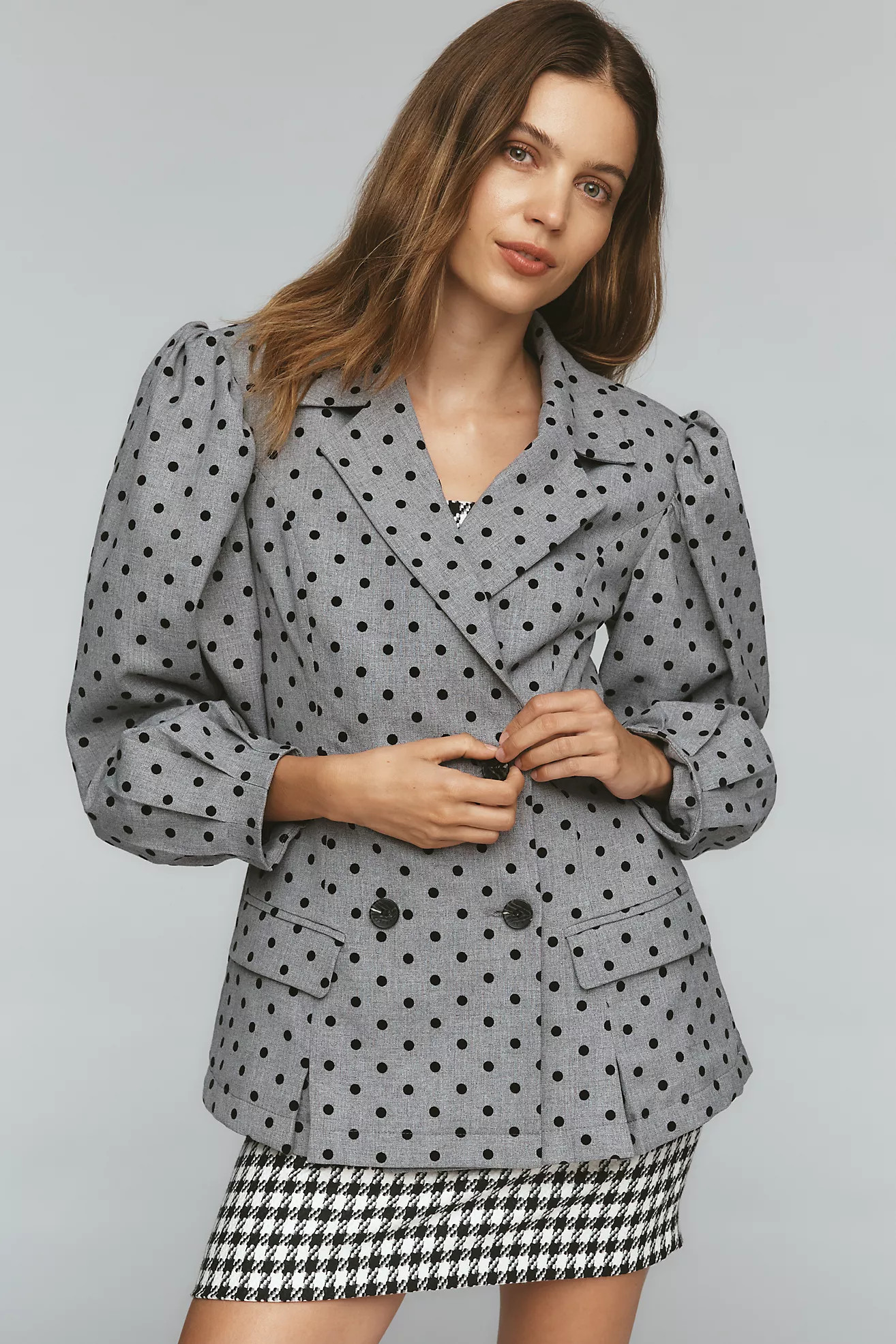 Avec Les Filles Puff-Sleeve Polka Dot Blazer | Anthropologie (US)
