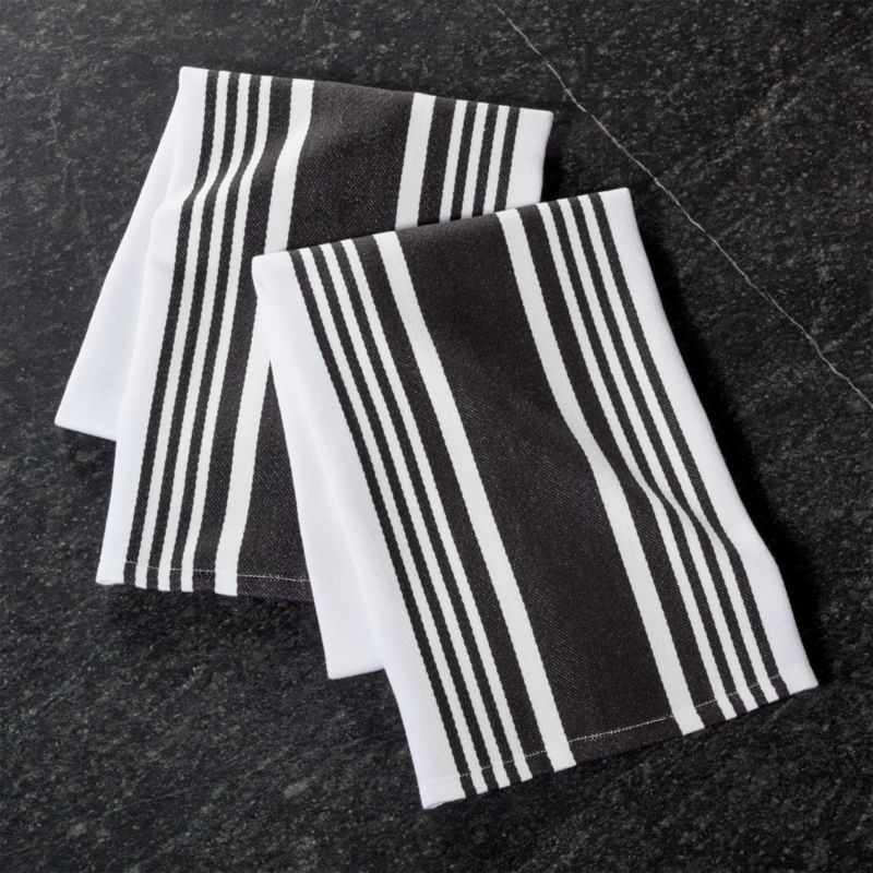 Cuisine Stripe Black Dish Towels, Set of 2 + Reviews | Crate and Barrel | Crate & Barrel