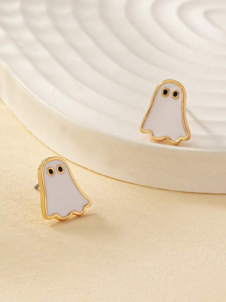 1pair Enamel Ghost Earrings, Suitable For Women's Daily Wear In Spring And Summer | SHEIN
