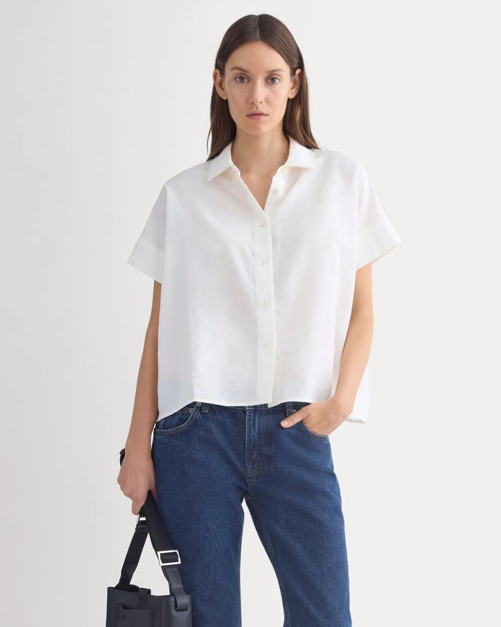 Scalloped-Collar Square Shirt | Bone | Everlane