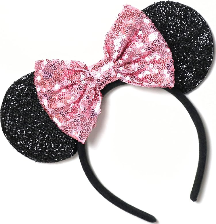 CL GIFT Pink Mickey Ears, Rainbow Minnie Ears, Sparkly Minnie Ears, Mouse Ears, Handmade, one siz... | Amazon (US)