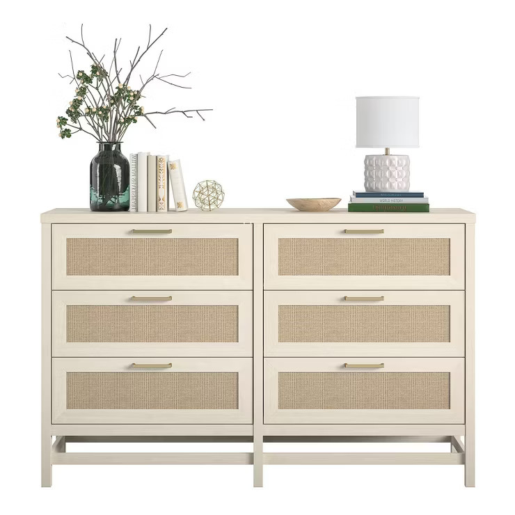 Latta 6 Drawer Dresser with Faux Rattan Ivory Oak - Room & Joy | Target