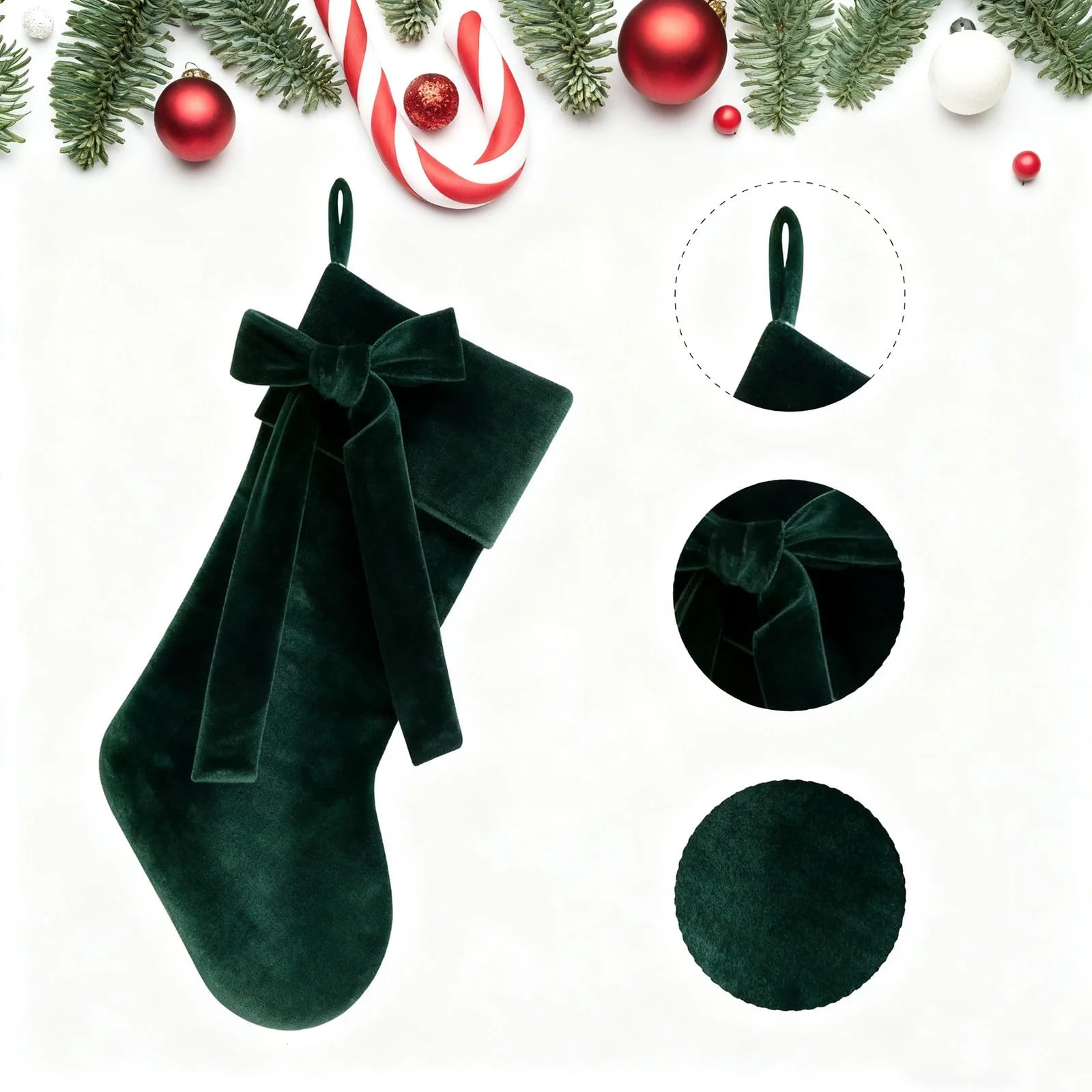 Ajhhao 19 Inches Velvet Christmas Stockings, Vintage Christmas Stockings, with Velvet Bow for Fir... | Walmart (US)
