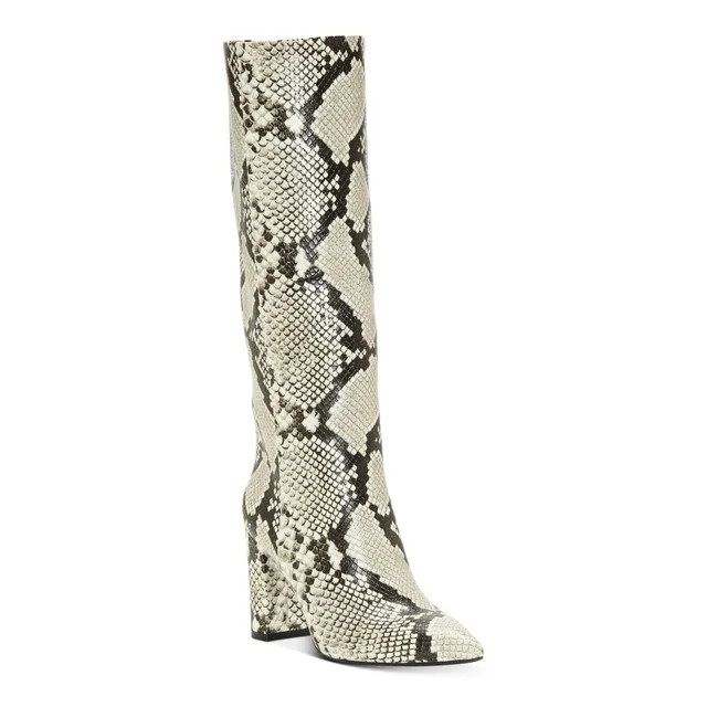INC Womens Beige Animal Print Pointed Toe Block Heel Zip-Up Dress Boots 6 - Walmart.com | Walmart (US)