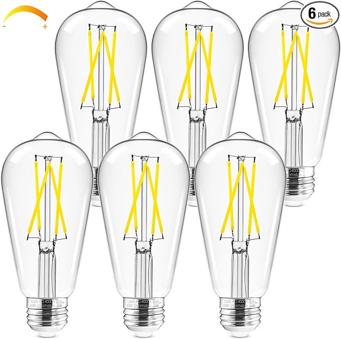 Hizashi E26 LED Bulb 60 Watt Dimmable, 4000K LED Edison Bulbs, ST19 Vintage Light Bulbs Cool Whit... | Amazon (US)