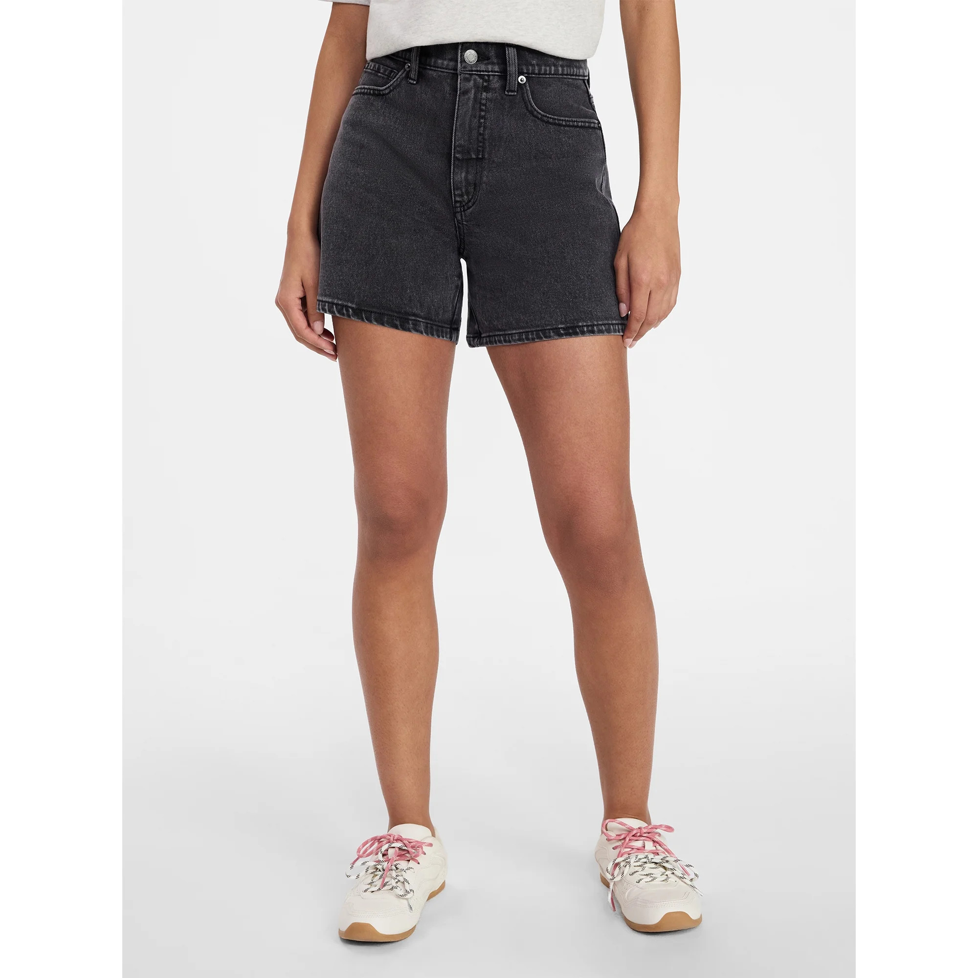 Time and Tru Women's High Rise Denim Shorts, 5" Inseam, Sizes 0-20 - Walmart.com | Walmart (US)