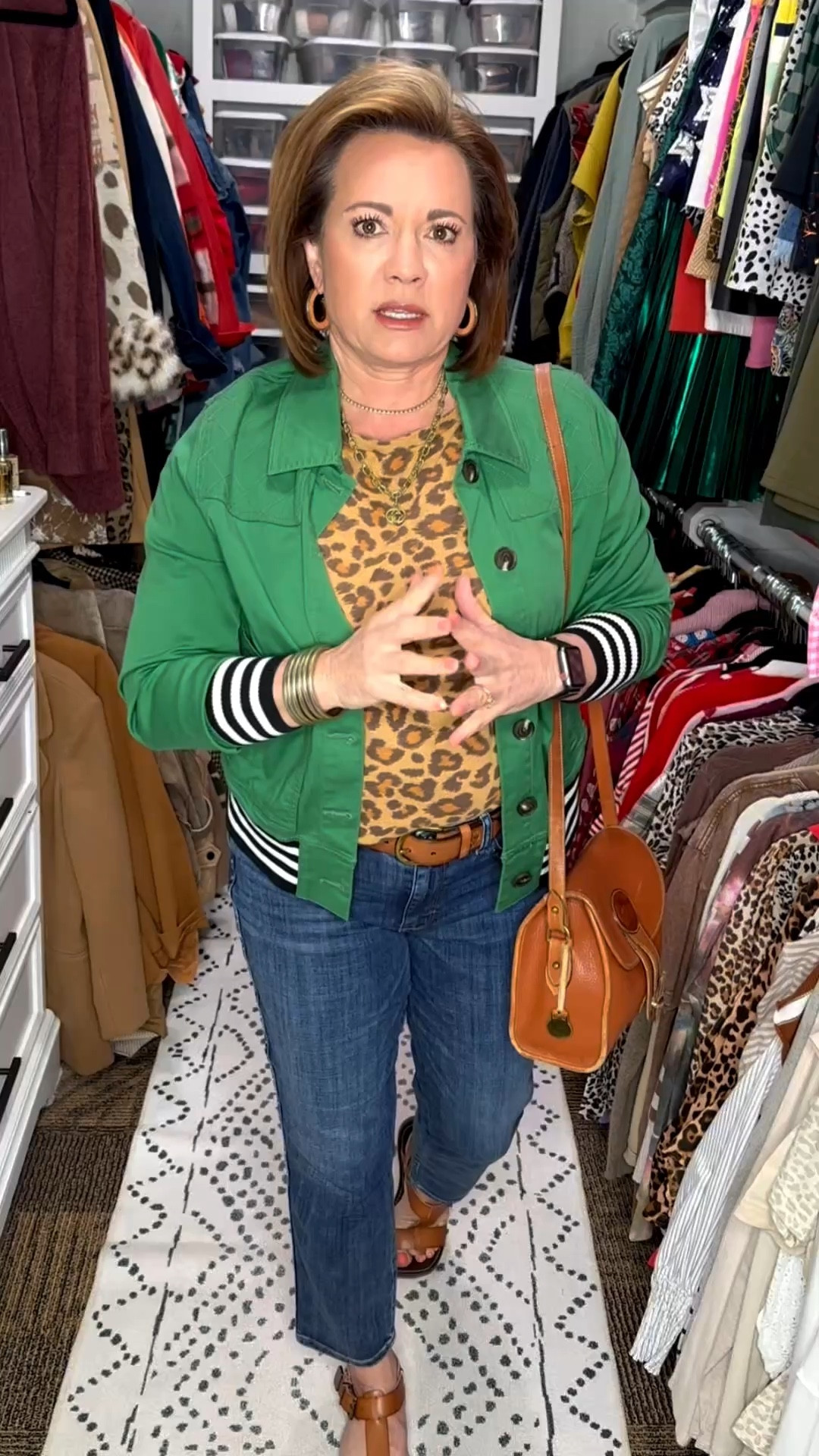 Stop scrolling—this color + print combo is a game changer 💚🐆

If you’ve ever wondered how to make leopard feel fresh, this is it. A bold green jacket instantly elevates the print and makes the whole look feel current and intentional. I kept the base simple with straight-leg jeans and finished it with warm cognac accessories for that pulled-together, effortless vibe.

This is an easy “throw on and go” outfit that still looks styled—perfect for busy days when you want to feel confident without overthinking it.

✨ Quick tip: Pair bold prints with one standout color piece to create contrast without overwhelming your look.

Everything is easy to mix and match, so you’ll get so much wear out of each piece.

Shop it all here ⬇️

bold color outfit women, leopard print styling ideas, green jacket outfit casual, straight leg denim outfit women, easy outfit ideas over 40, over 50 casual style, modern classic outfits women, everyday elevated outfits, casual outfit inspiration women, print mixing outfit ideas, how to style a green jacket, leopard top outfit ideas, chic mom outfits casual, effortless outfit ideas women, simple stylish wardrobe, wearable everyday fashion, neutral accessory styling, brown sandals outfit women, crossbody bag styling ideas, casual polished outfits, comfortable chic outfit ideas, real life fashion inspiration, easy denim outfits women, flattering casual outfits, transitional outfit ideas spring fall, capsule wardrobe outfit ideas, mix and match outfits women, timeless style with a twist, confident everyday style


#LTKOver40 #LTKmorningroutine #LTKgrwm