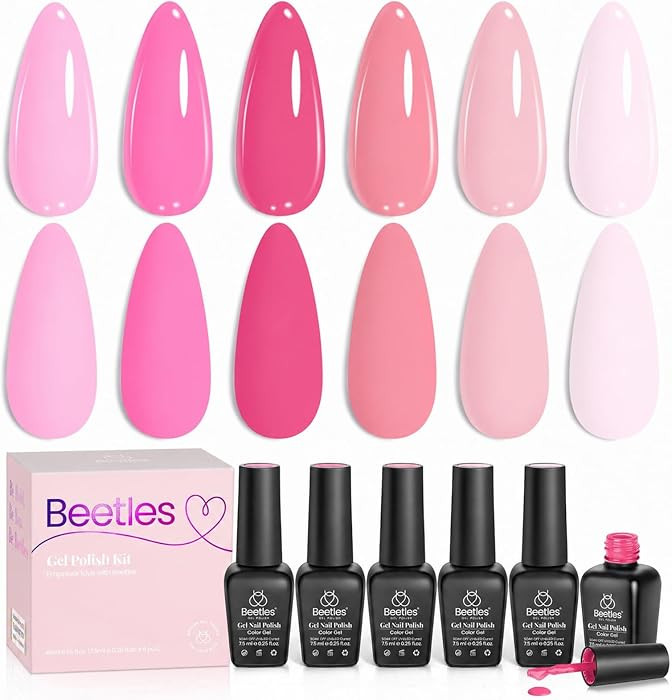 Beetles Pink Gel Polish Set, Pink Melody, 6 Colors Gel Nail Polish Set | Amazon (US)