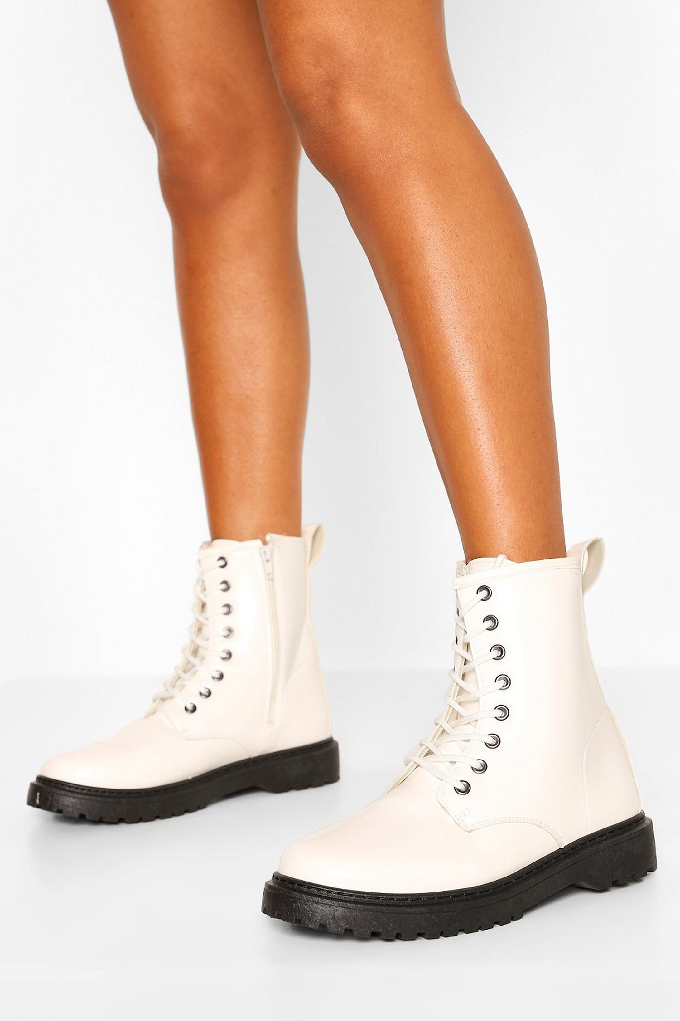 Wide Fit Lace Up Chunky Hiker Boots | Boohoo.com (US & CA)