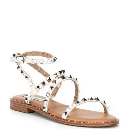 Steve Madden Travel Leather Studded Flat Sandals Bone Nude Sandals (6.5 Bone) | Walmart (US)