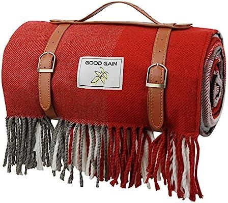 Good Gain Wool Picnic Blanket,Waterproof Backing with Handle, 60 x 80 Inch Large Size for Outdoor... | Amazon (US)