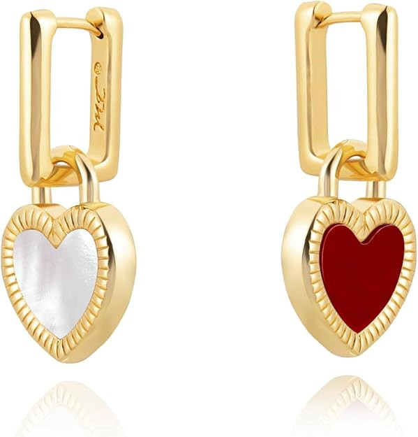 Milan Chiva 14K Gold Plated Small Huggie Dangle Earrings for Women Lightweight Trendy Heart Daint... | Amazon (US)