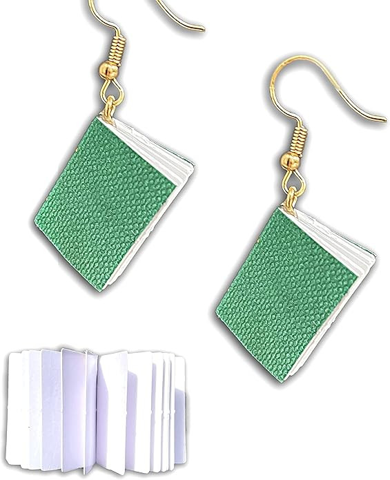 Book Dangle Earrings Paper Mini Books Drop Earring for Bookworm with Sterling Silver Gold Hooks M... | Amazon (US)
