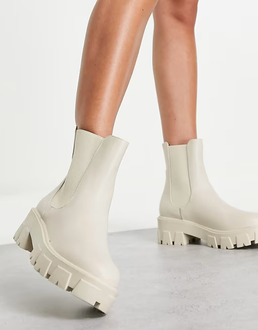 Glamorous chunky chelsea boots in cream | ASOS (Global)