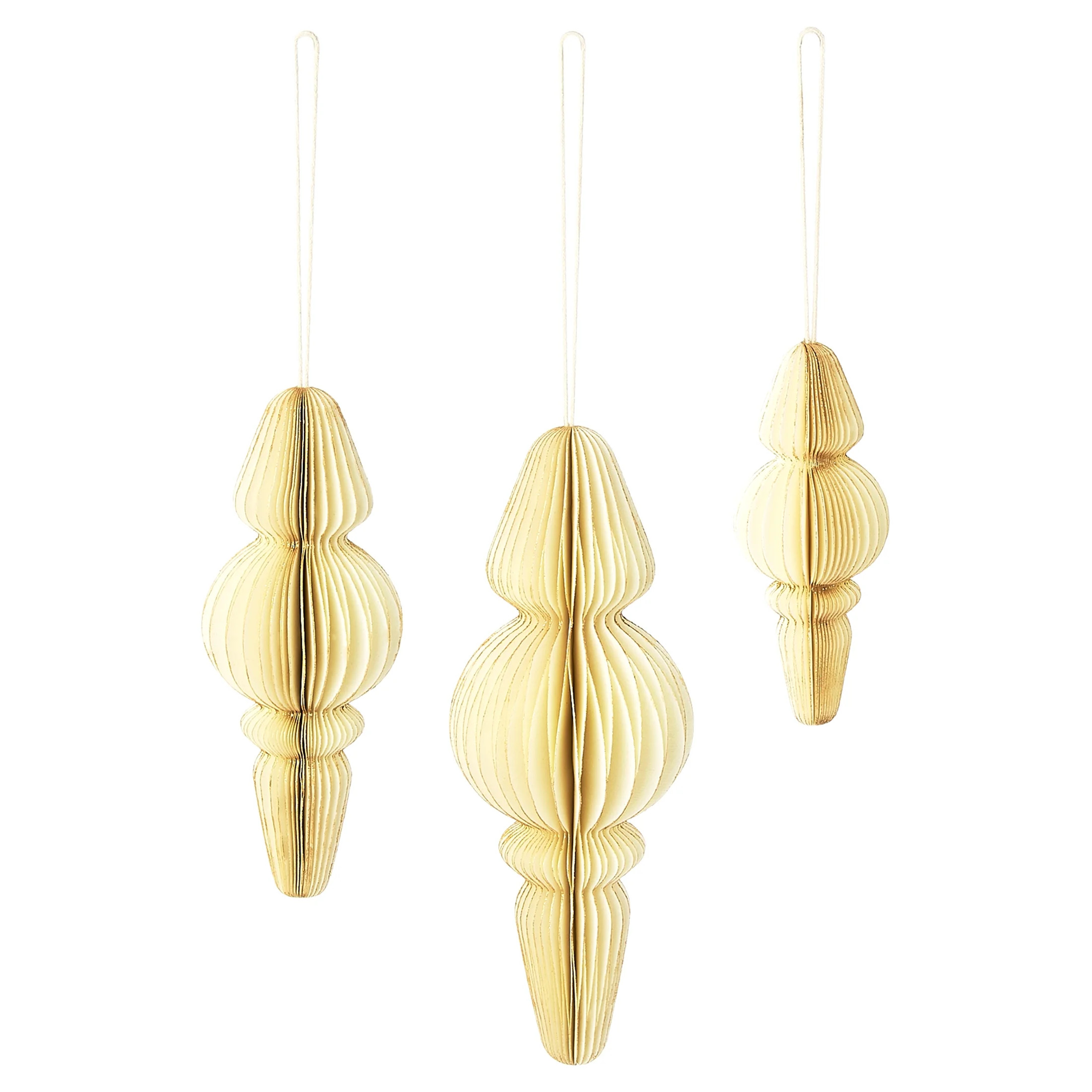 3 Count Beige Paper Finial Christmas Ornaments, by Holiday Time | Walmart (US)
