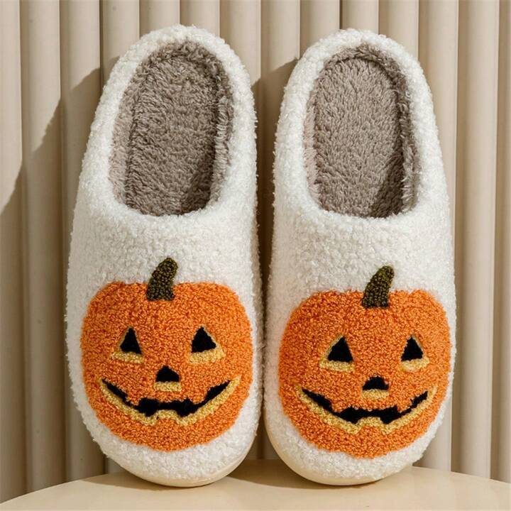 Women's Classic Pumpkin Non-Slip Winter Halloween Ghost Indoor Slippers | SHEIN