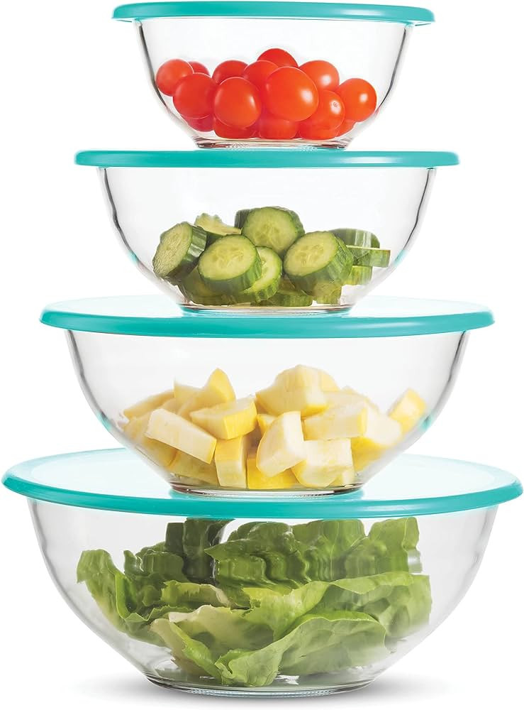 Superior Glass Mixing Bowls with Lids - 8-Piece Mixing Bowl Set with BPA-Free lids, Space-Saving ... | Amazon (US)