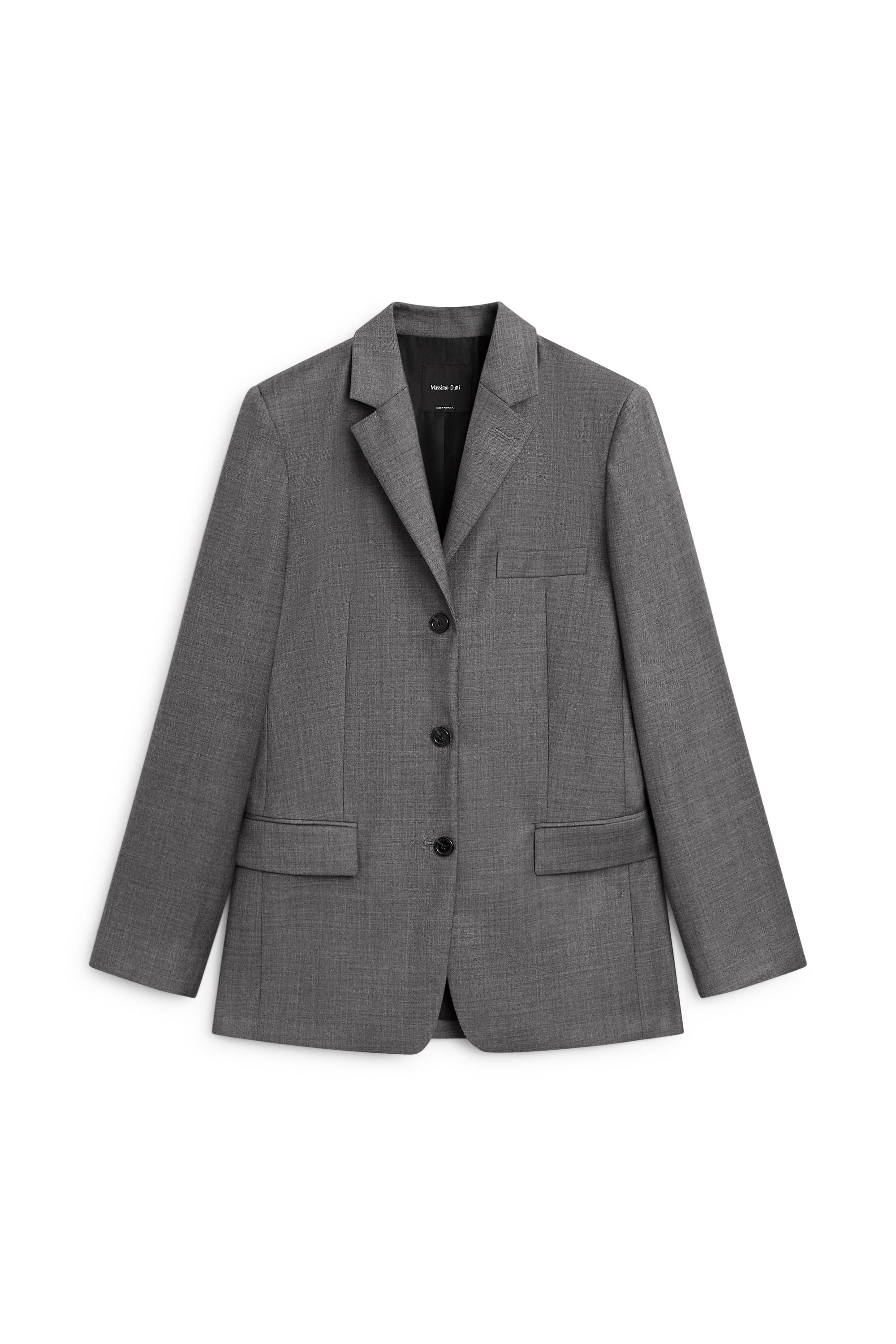 100% wool suit blazer with pockets - DARK GREY | Massimo Dutti US