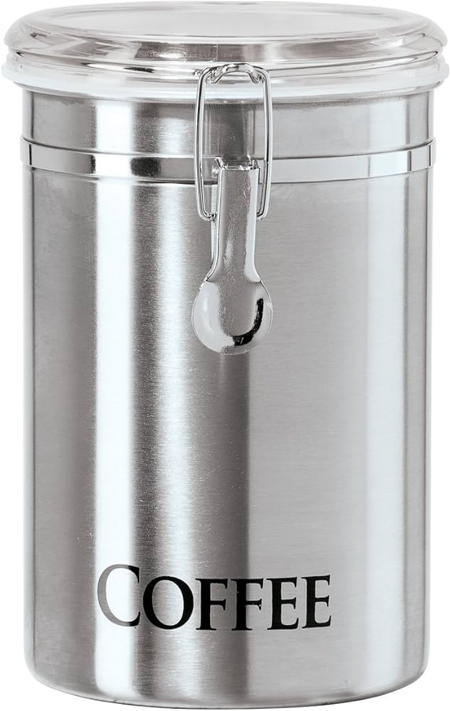 Oggi Stainless Steel Coffee Canister 62 fl oz - Airtight Clamp Lid, Clear See-Thru Top - Ideal fo... | Amazon (US)