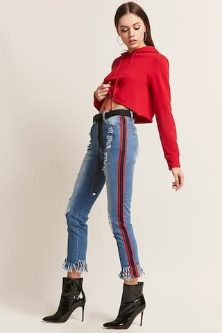 Distressed Frayed Stripe Jeans | Forever 21 (US)