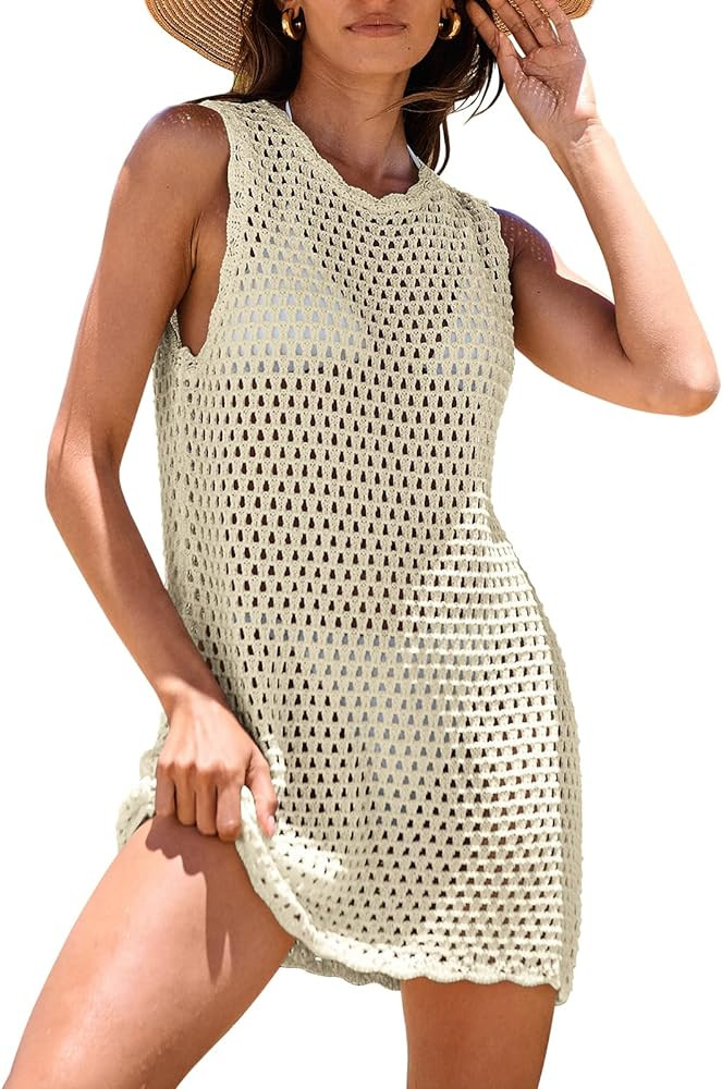 ANRABESS Womens Swimsuit Cover Up Sleeveless Knit 2025 Summer Outfits Swimwear Bathing Suit Cover... | Amazon (US)